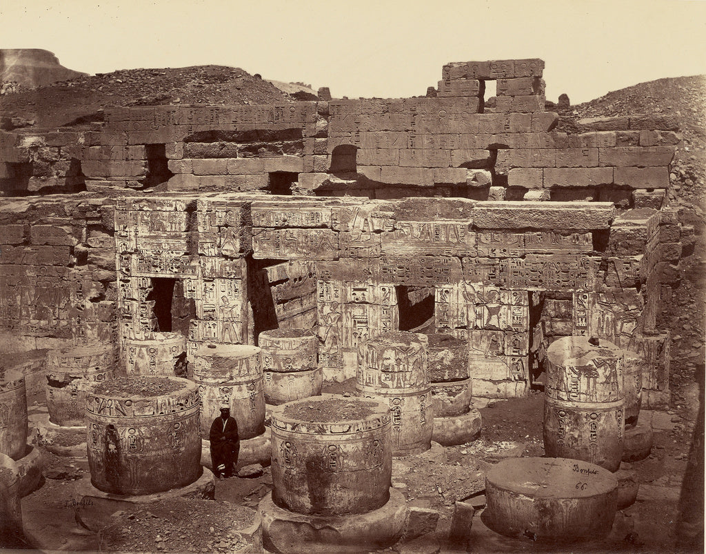 Félix Bonfils:3eme Cour du Grand Temple de Medinet-Abou, ou,16x12"(A3)Poster