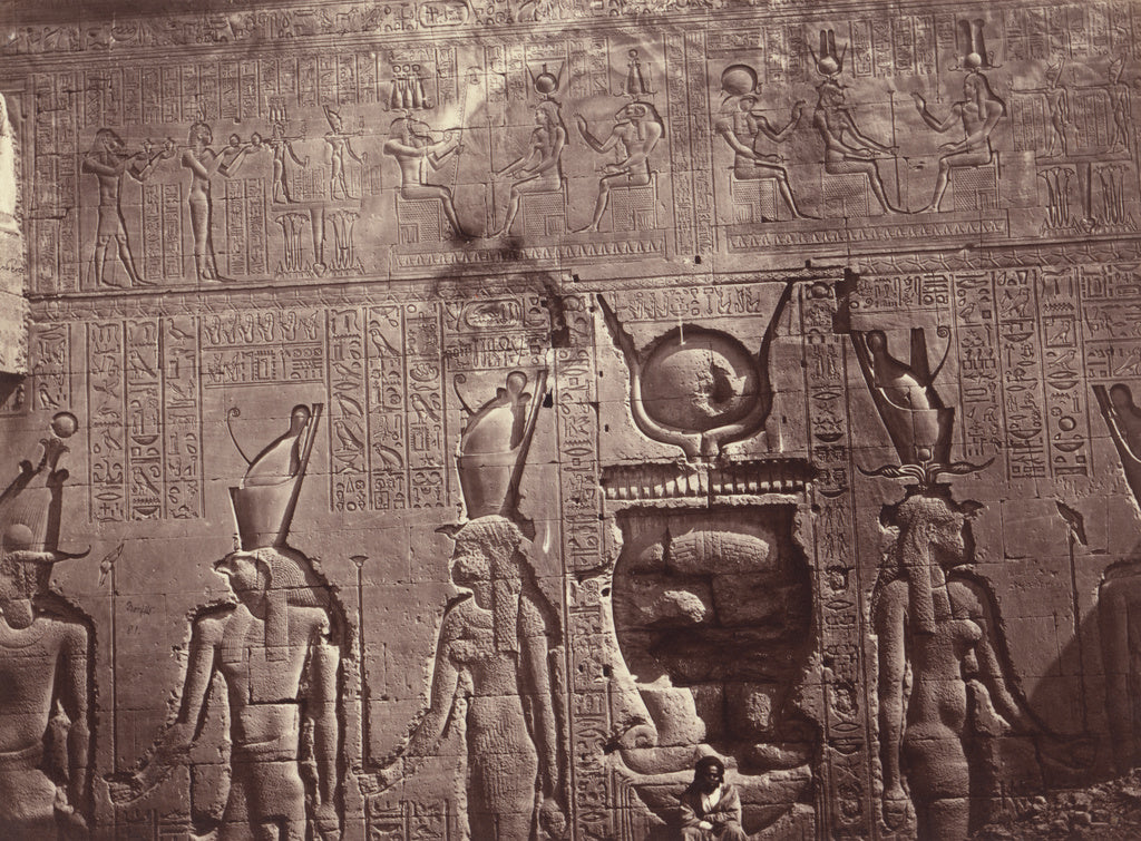 Félix Bonfils:Sculptures a l'extremite du Temple de Tentyri, Poster Print Wall Art
