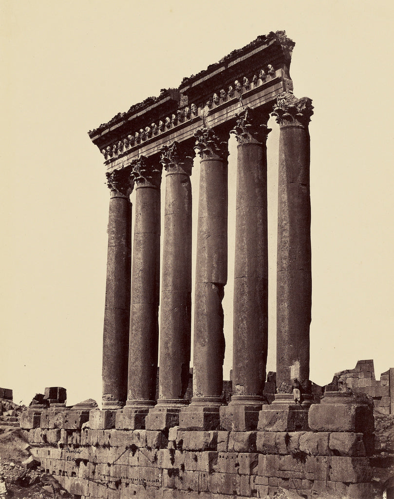 Félix Bonfils:Grandes colonnes du Temple du Soleil (Balbek), Poster Print Wall Art