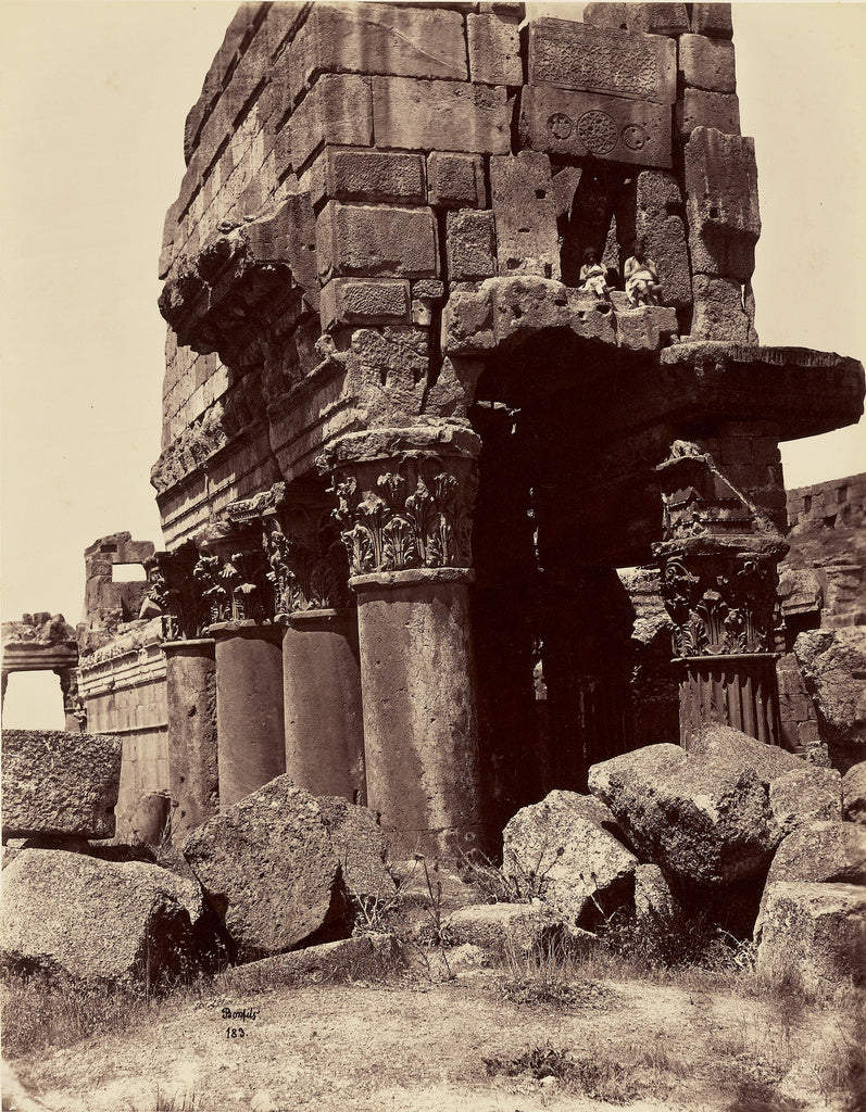 Félix Bonfils:Details des chapitaux des colonnes du Temple , Poster Print Wall Art