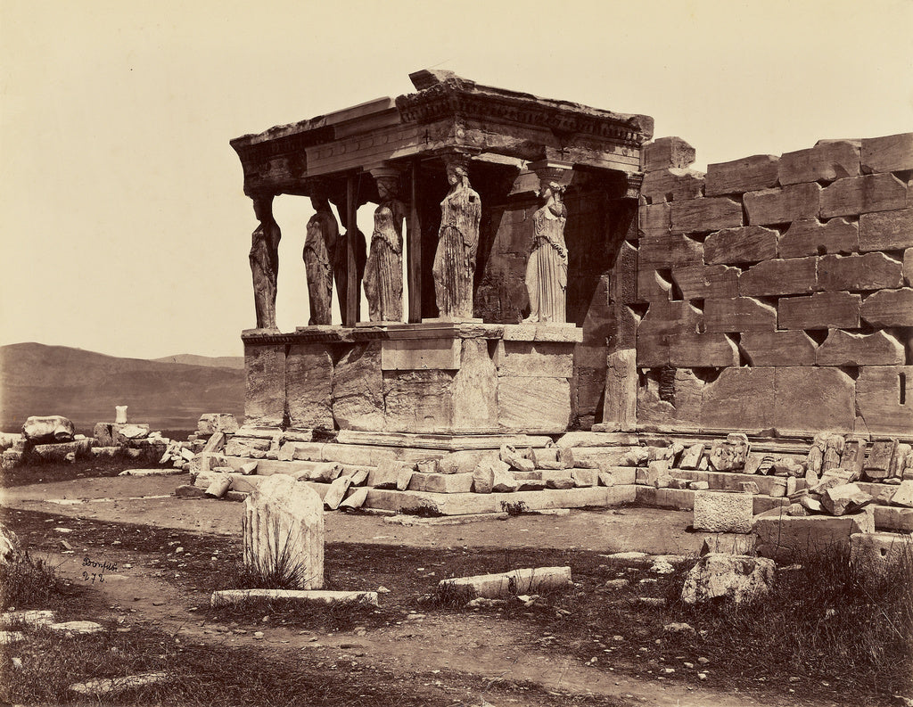 Félix Bonfils:Cariatides du Temple de l'Erechteion - Athene, Poster Print Wall Art