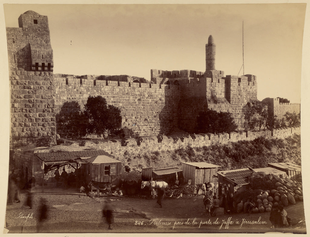 Félix Bonfils:Forteresse près de la porte de Jaffa à Jér, Poster Print Wall Art
