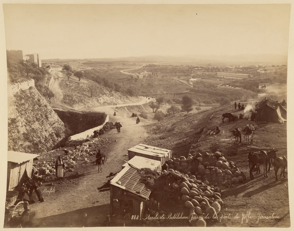 Félix Bonfils:Route de Bethlehem, prise de la porte de Jaff, Poster Print Wall Art