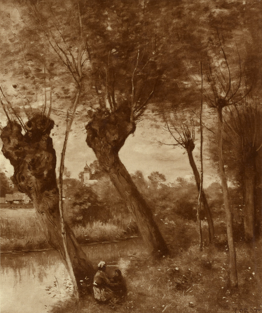 Adolphe Braun:Corot's "Saulaie Near Arras", Poster Print Wall Art