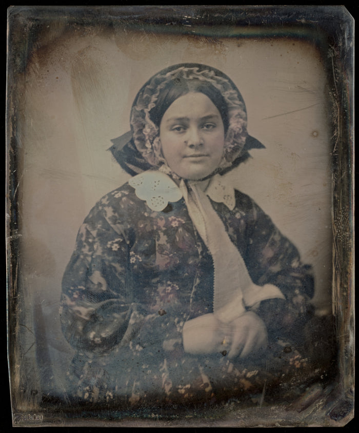 Unknown maker, American:[Portrait of a Seated Woman in Bonne,16x12