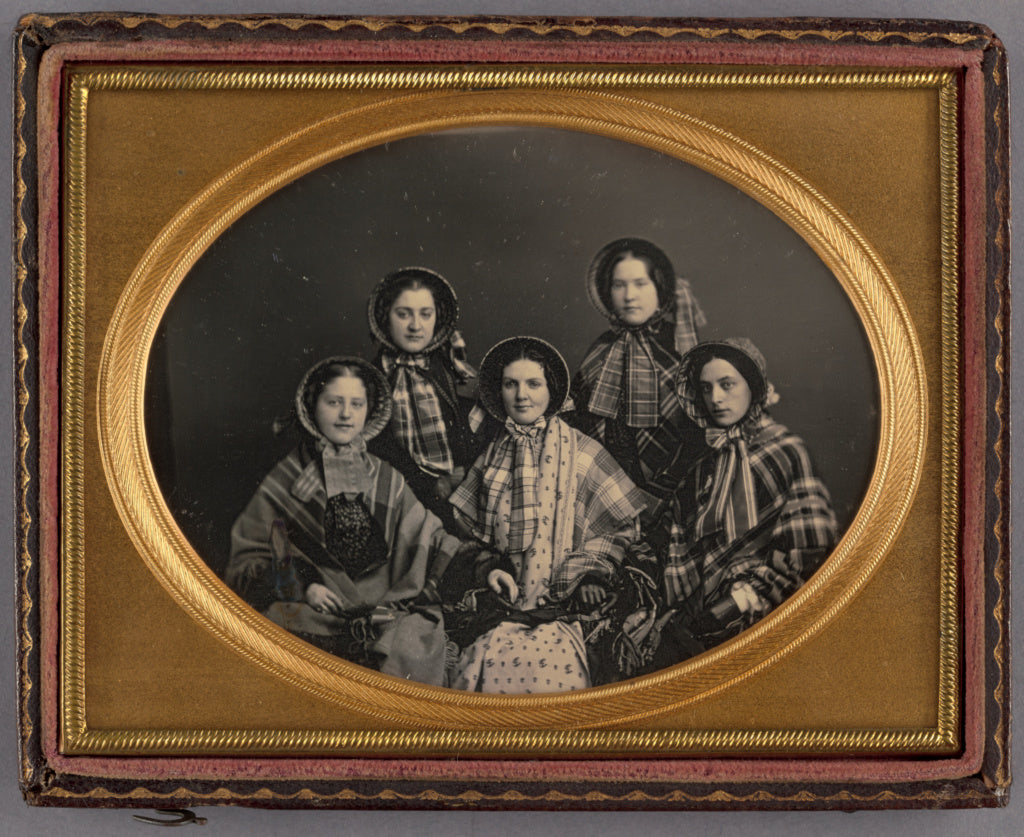 Unknown maker, American:[Portrait of Five Women in Bonnets], Poster Print Wall Art