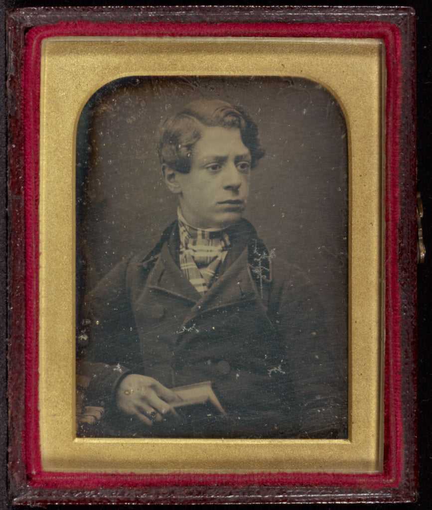 Antoine Claudet:[Portrait of a Young Man Holding a Book], Poster Print Wall Art
