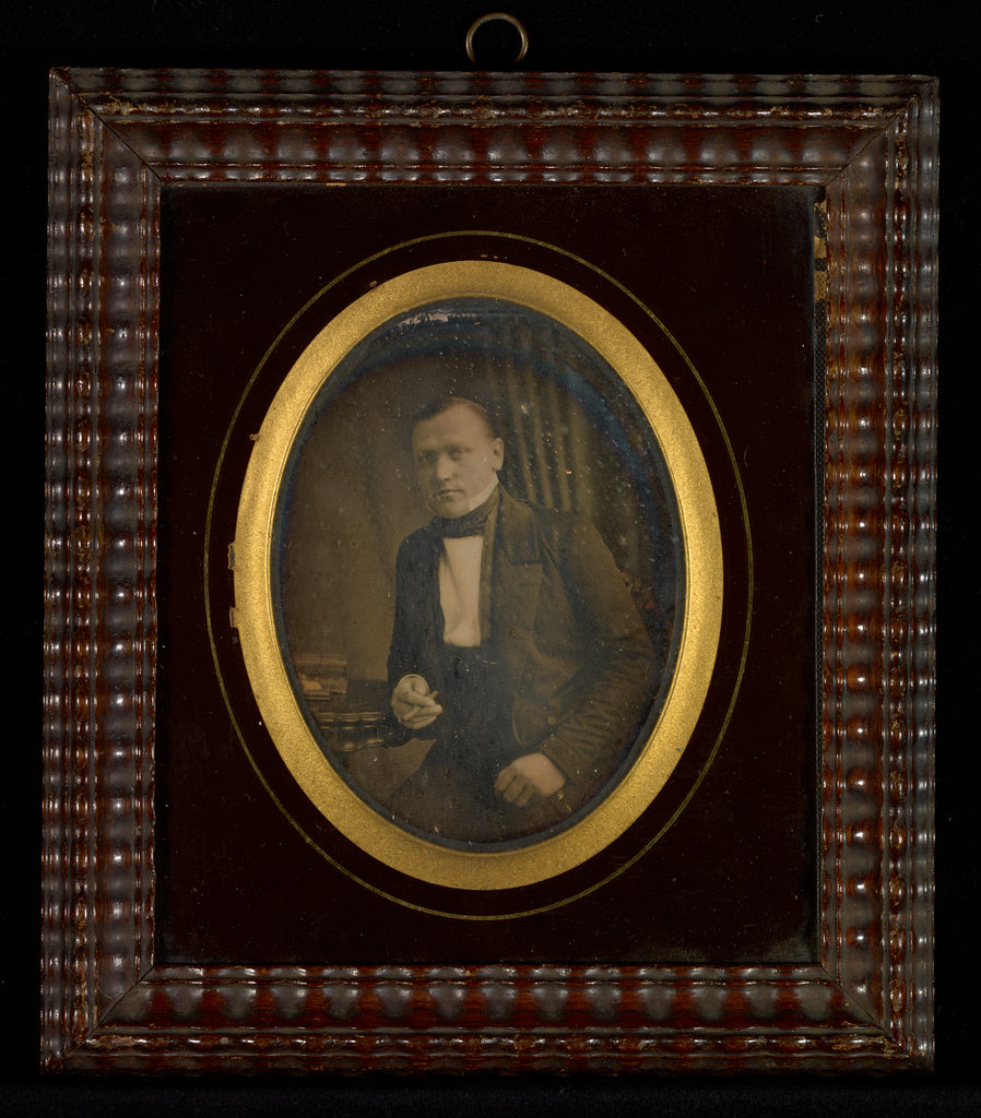 J.J. Burbach:[Portrait of an Unidentified Man Holding a ciga, Poster Print Wall Art