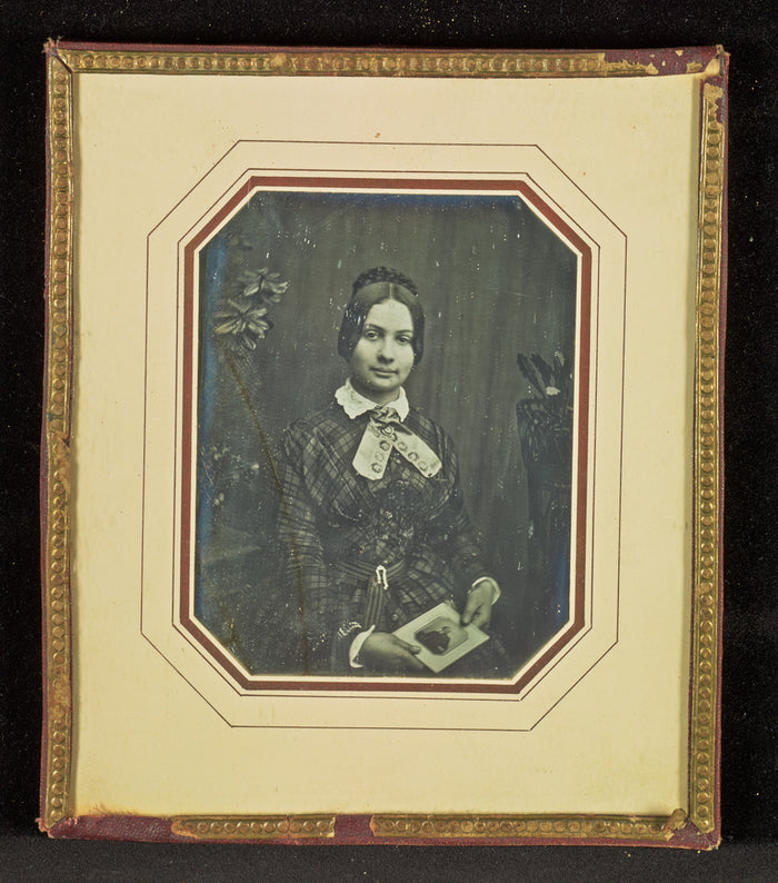Carl Ferdinand Stelzner:[Portrait of a Woman Holding a Dague,16x12