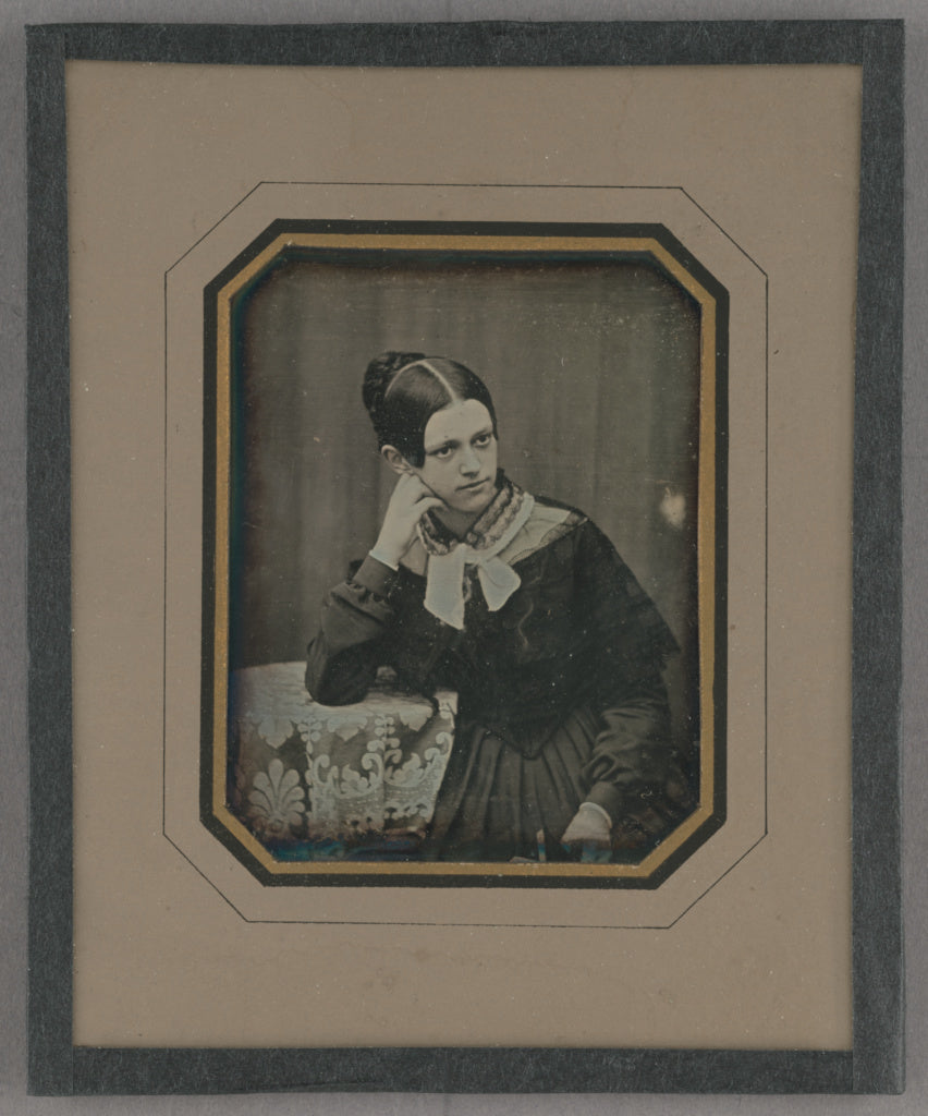 Unknown maker, German:[Portrait of a Seated Woman at a table, Poster Print Wall Art