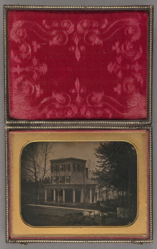 Unknown maker, American:Three-Story House with Classical Por,16x12"(A3)Poster