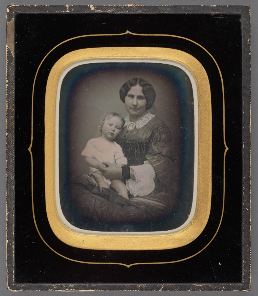 Pierre Eugène Fixon:[Portrait of a Mother and Daughter], Poster Print Wall Art