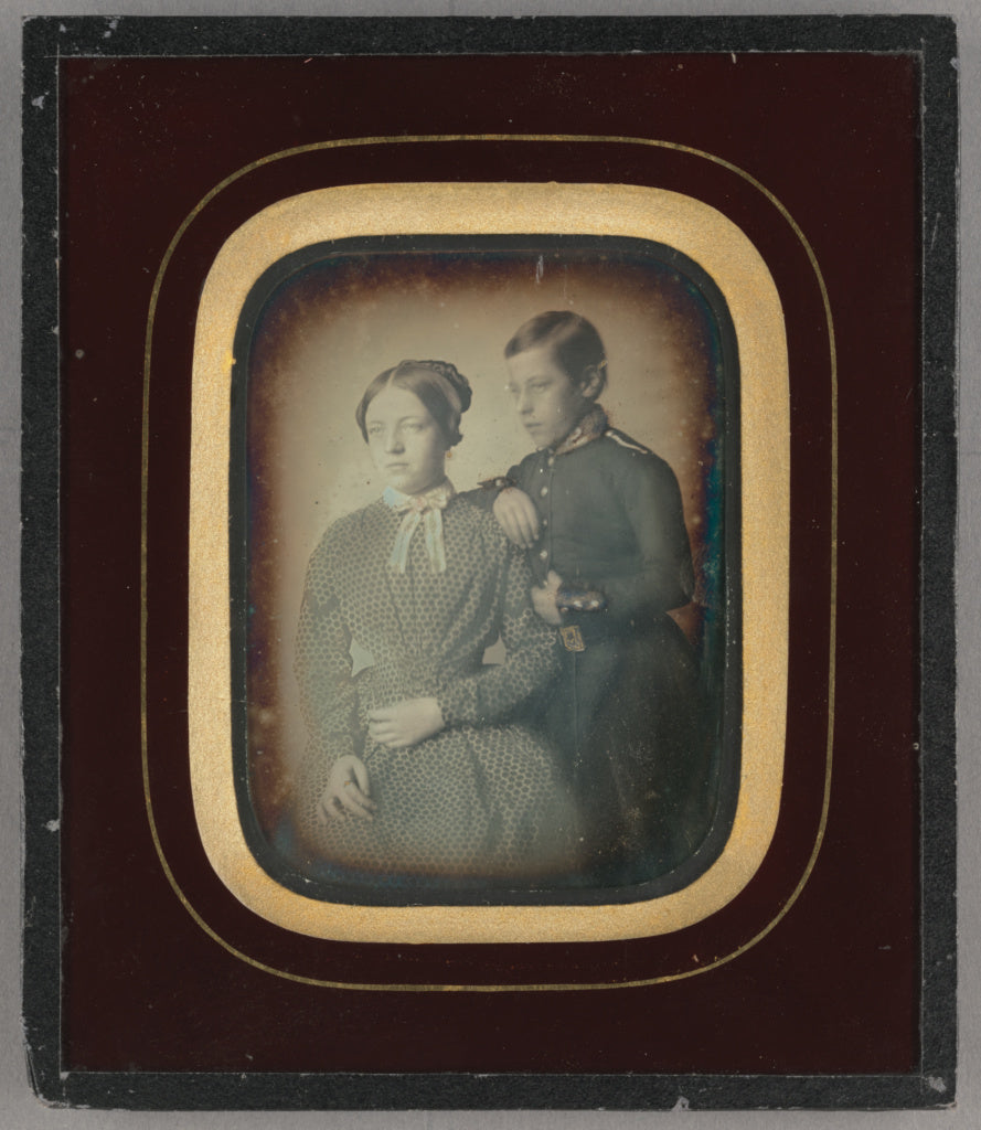 Unknown maker, French:[Portrait of a mother and her son], Poster Print Wall Art