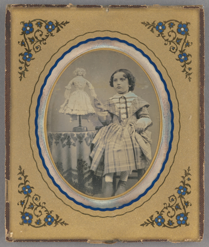 Unknown maker, French:[Portrait of girl with doll], Poster Print Wall Art