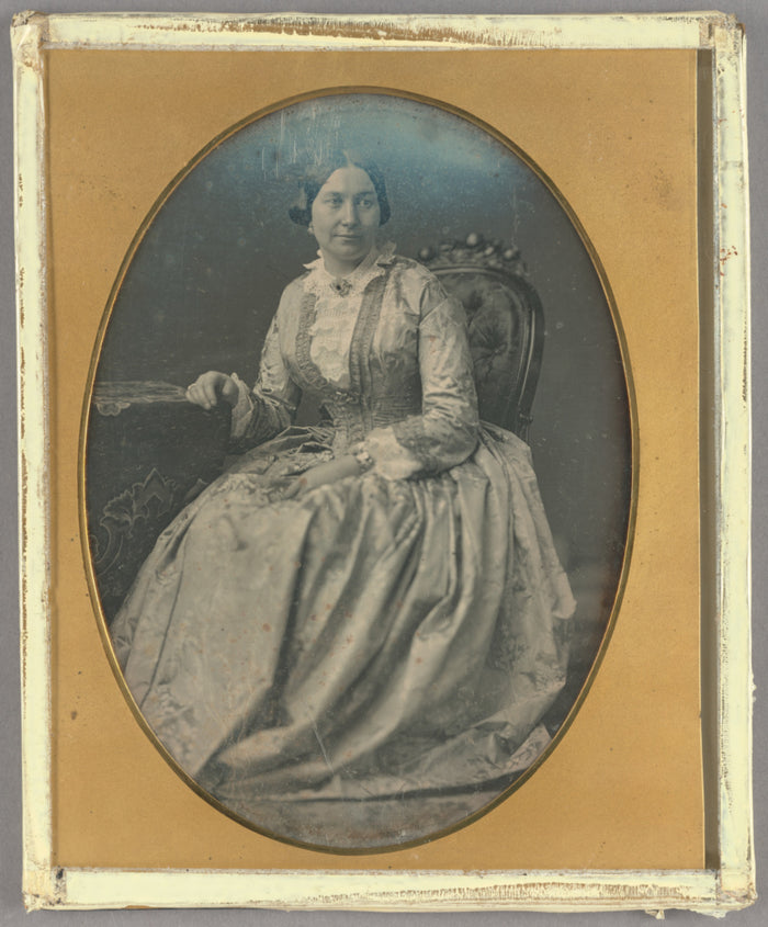 Unknown maker, French:[Portrait of a Seated Woman in Long, F,16x12