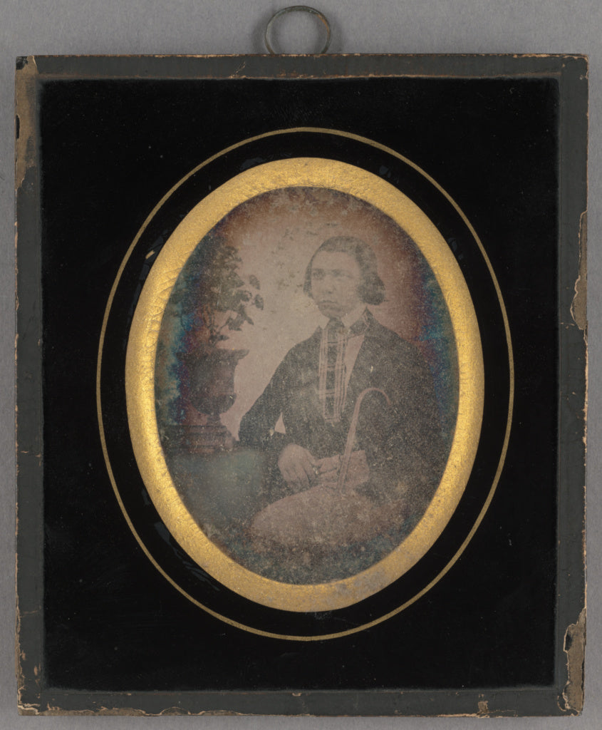 Unknown maker, French:[Portrait of a Seated Young Man with C, Poster Print Wall Art