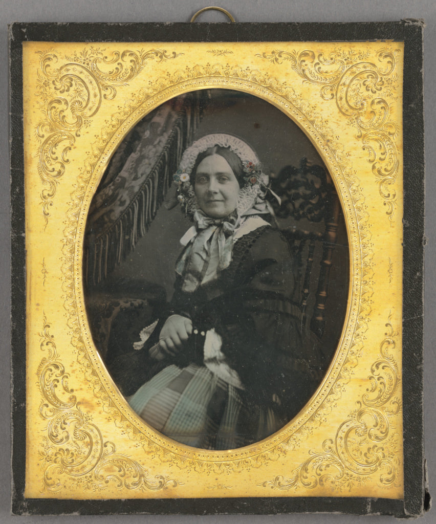 Unknown maker, French:[Portrait of a woman in bonnet, seated, Poster Print Wall Art