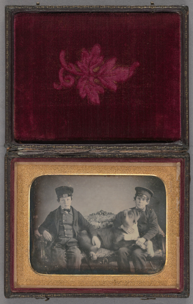 Unknown maker, American:[Portrait of Two Boys wearing caps s, Poster Print Wall Art