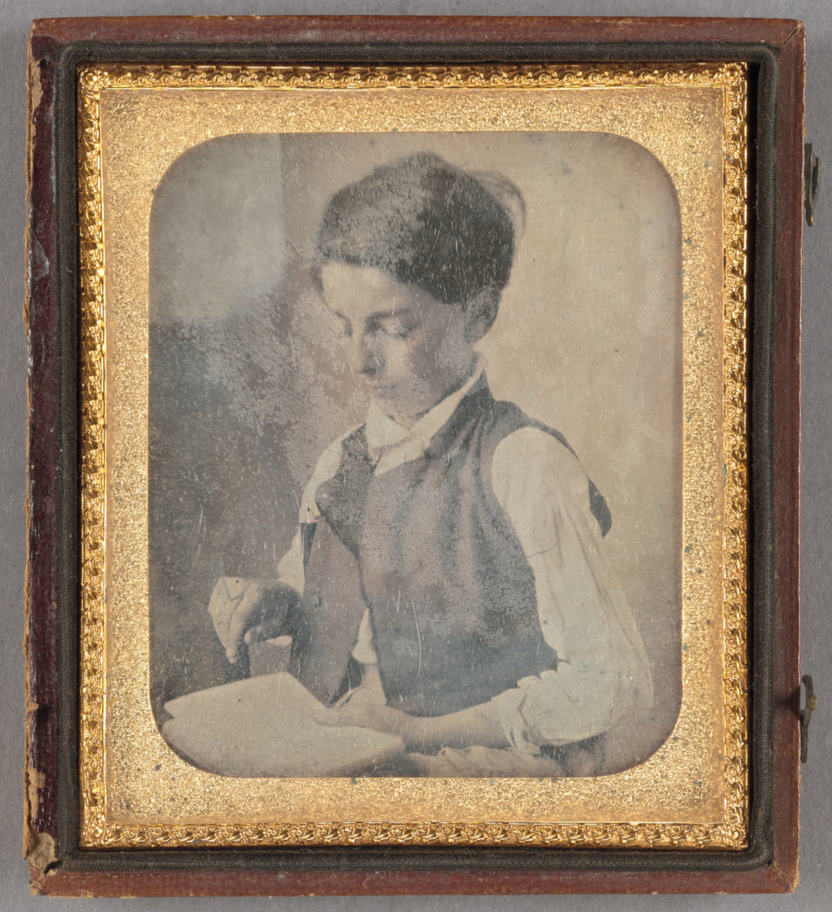 Attributed to Unknown maker, British:[Portrait of a Young Bo, Poster Print Wall Art