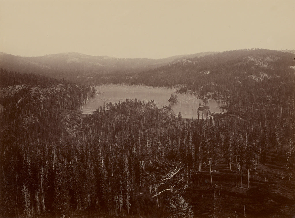 Carleton Watkins:Dams and Lake, Nevada County, California, D, Poster Print Wall Art