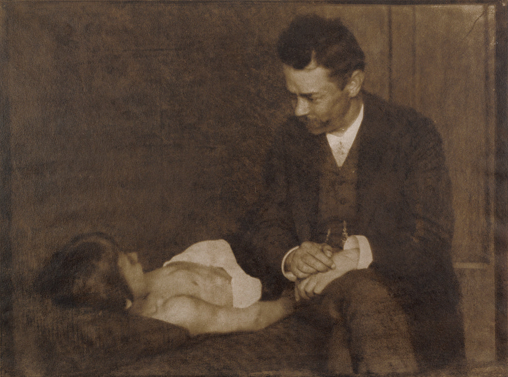 Heinrich Kühn:[Man Seated Beside Supine Child], Poster Print Wall Art