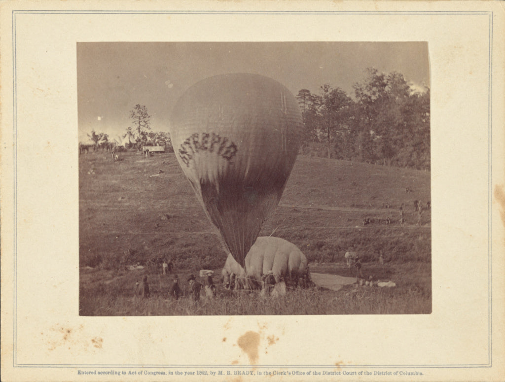 Mathew B. BradyStudio of:Professor Lowe Inflating Balloon In, Poster Print Wall Art