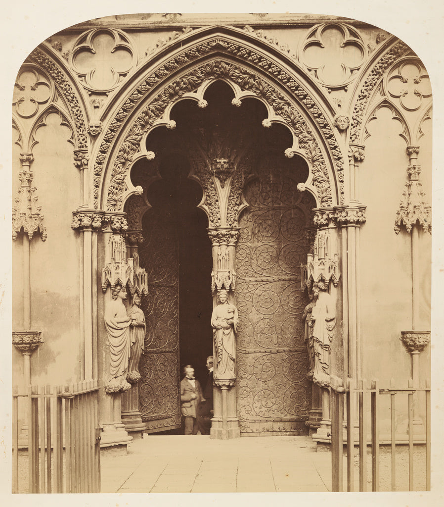 Roger Fenton:[Central Doorway, West Porch, Lichfield Cathedr, Poster Print Wall Art