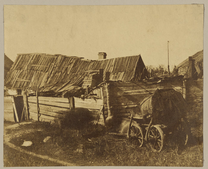 Roger Fenton:[Wood house and cart],16x12