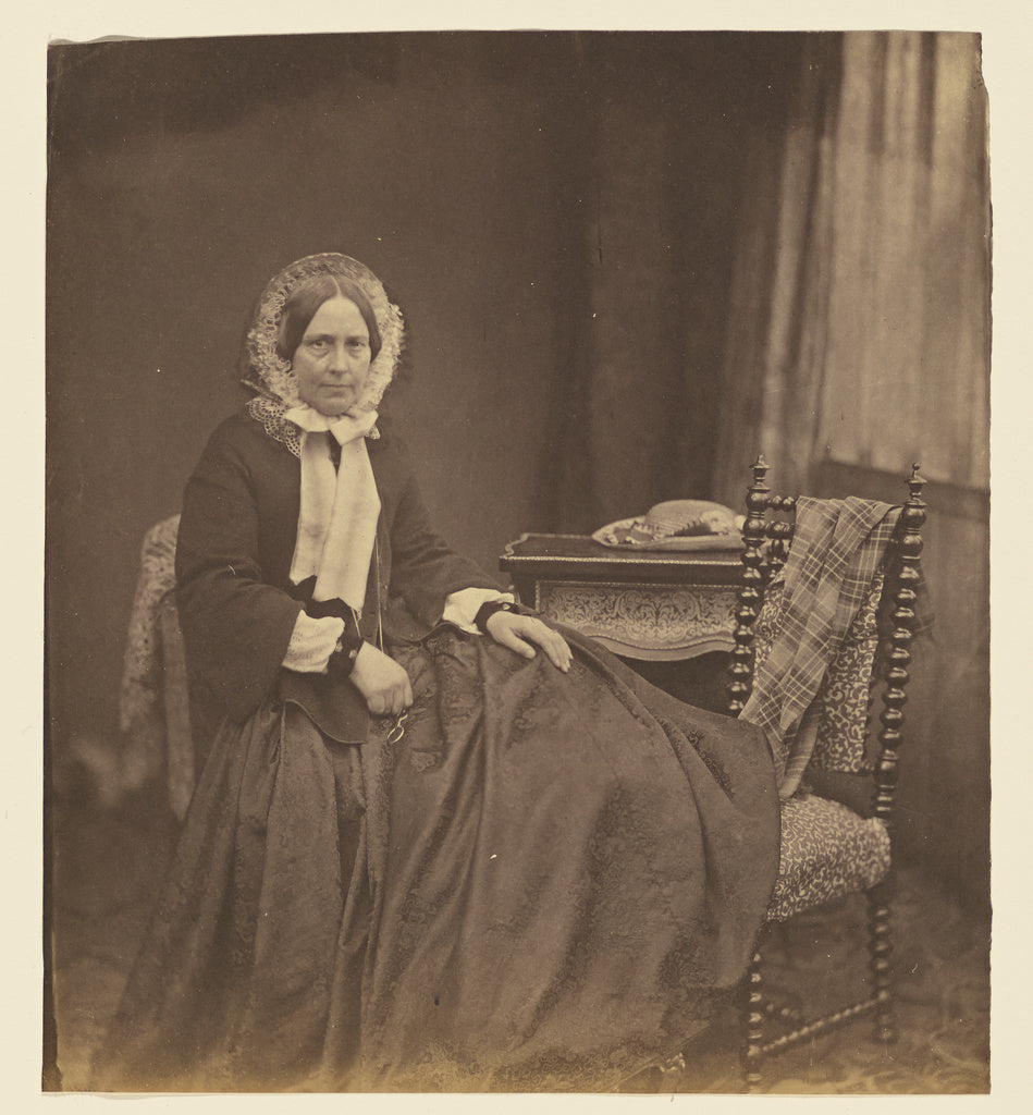 Roger Fenton:[Portrait of a woman, wearing a bonnet, seated], Poster Print Wall Art