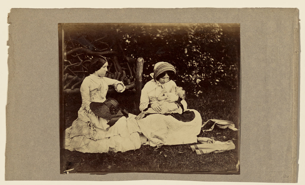 Roger Fenton:[Child asleep with two woman seated on grass], Poster Print Wall Art