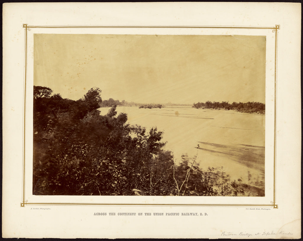 Alexander Gardner:[Pontoon Bridge at Topeka, Kansas], Poster Print Wall Art