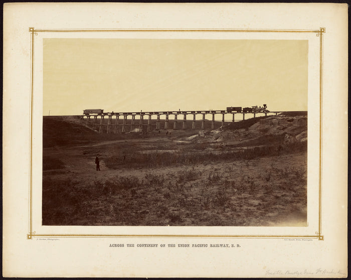 Alexander Gardner:[Trestle Bridge Near Fort Harker, Kansas],16x12