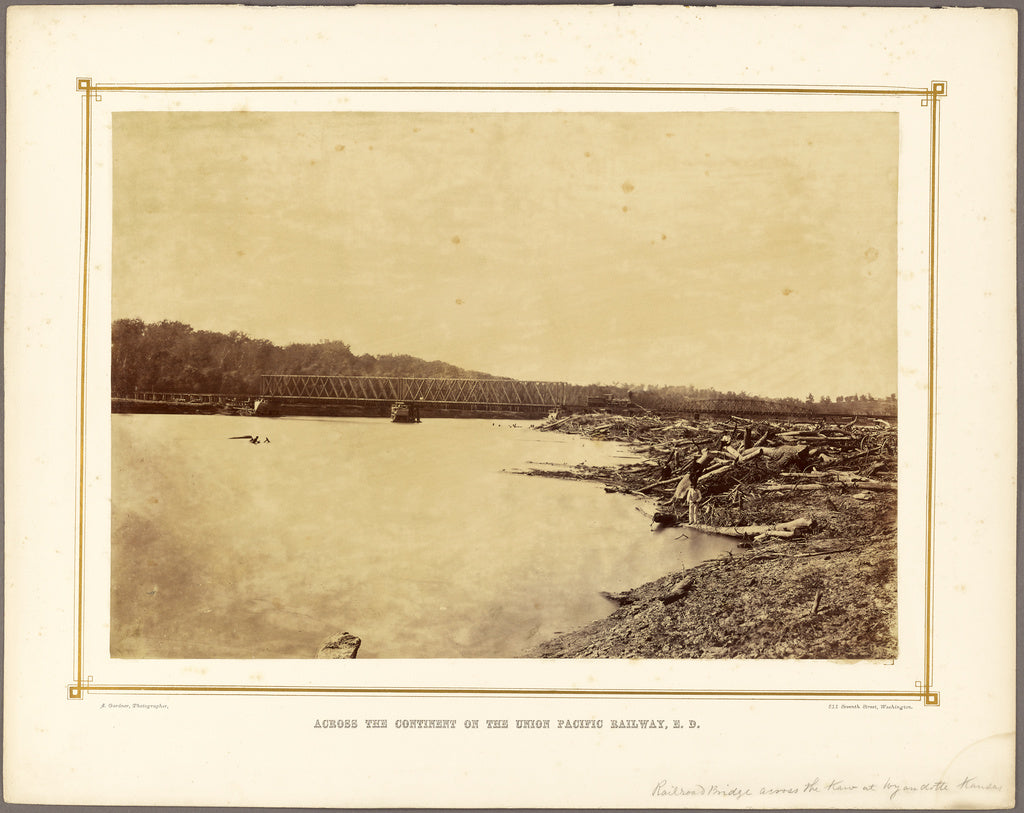 Alexander Gardner:[Railroad Bridge Across the Kaw River at W, Poster Print Wall Art