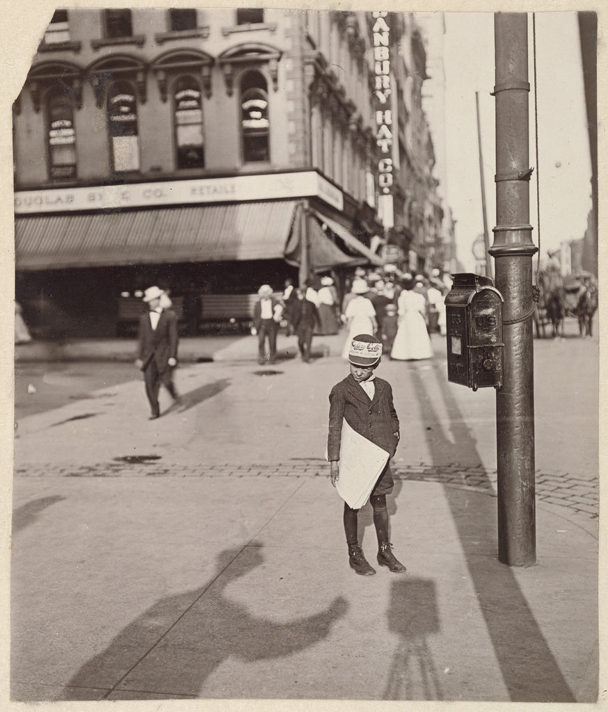 Lewis W. Hine:[Self-Portrait with Newsboy], Poster Print Wall Art
