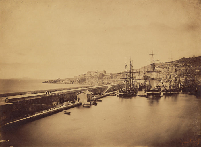 Gustave Le Gray:[Ships in Harbor, Sete],16x12