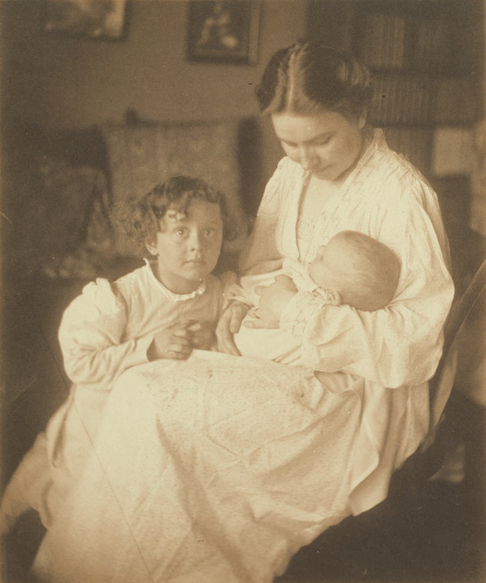 Gertrude Käsebier:[Mother in dressing gown, seated, with in,16x12