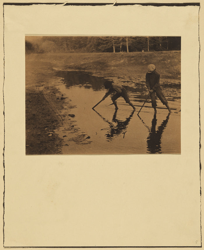Gertrude Käsebier:[Two Boys Playing in a Stream],16x12