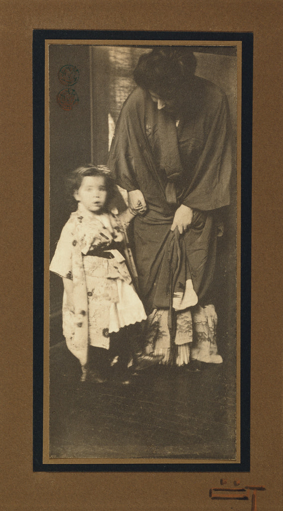 Gertrude Käsebier:Mother and Child Wearing Kimonos, Poster Print Wall Art