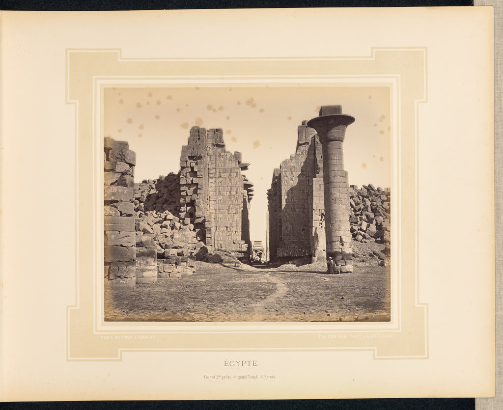 Félix Bonfils:egypte: Cour et 2me pylône du grand Temple d,16x12"(A3)Poster