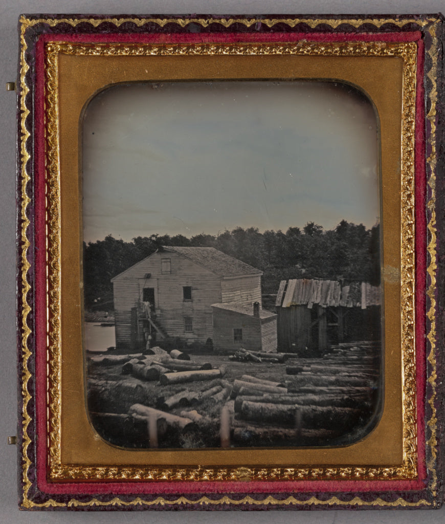 Unknown maker, American:Outdoor Scene: Lumber Mill,16x12"(A3)Poster