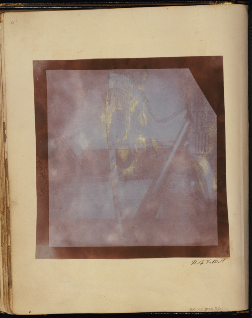 William Henry Fox Talbot:[Amelina's Harp in the Library, Lac, Poster Print Wall Art