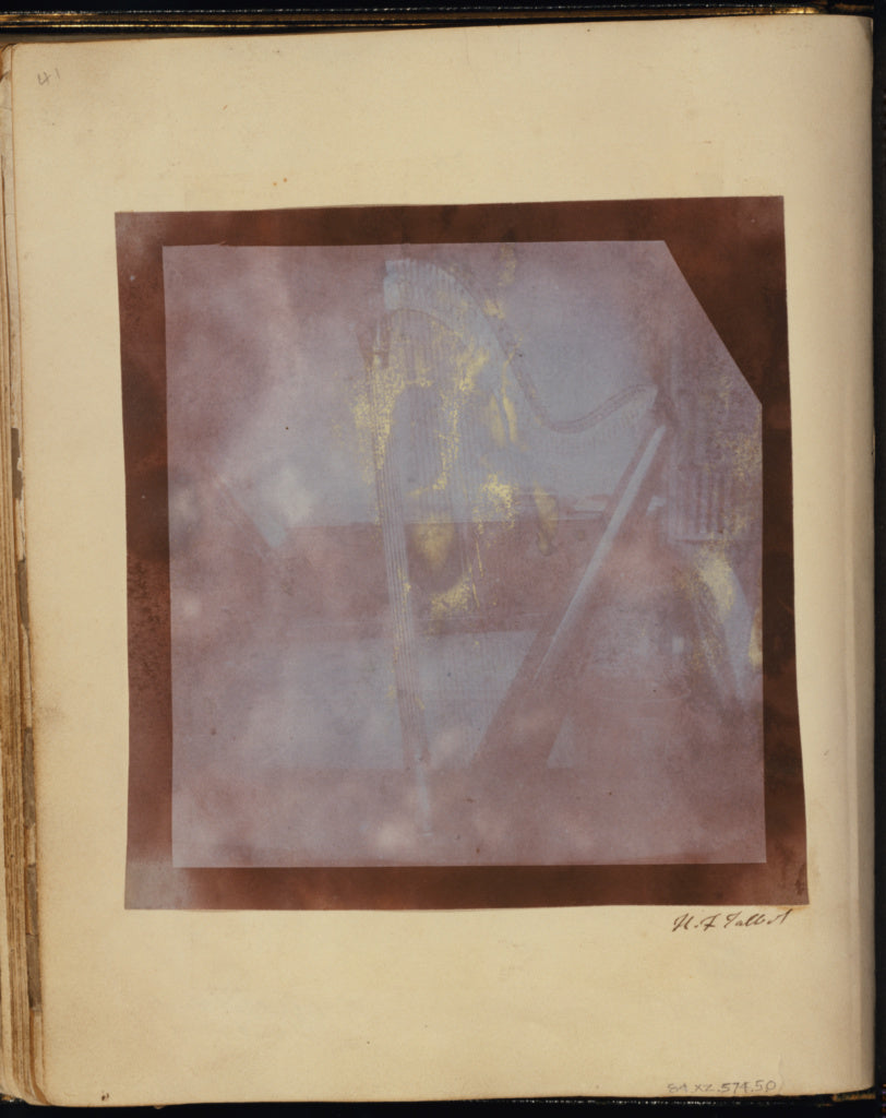 William Henry Fox Talbot:[Amelina's Harp in the Library, Lac,16x12"(A3)Poster