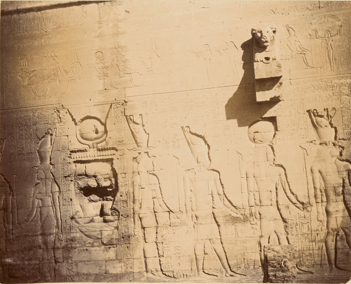 Unknown:[Wall with relief sculptures of ancient Egyptian fig,16x12