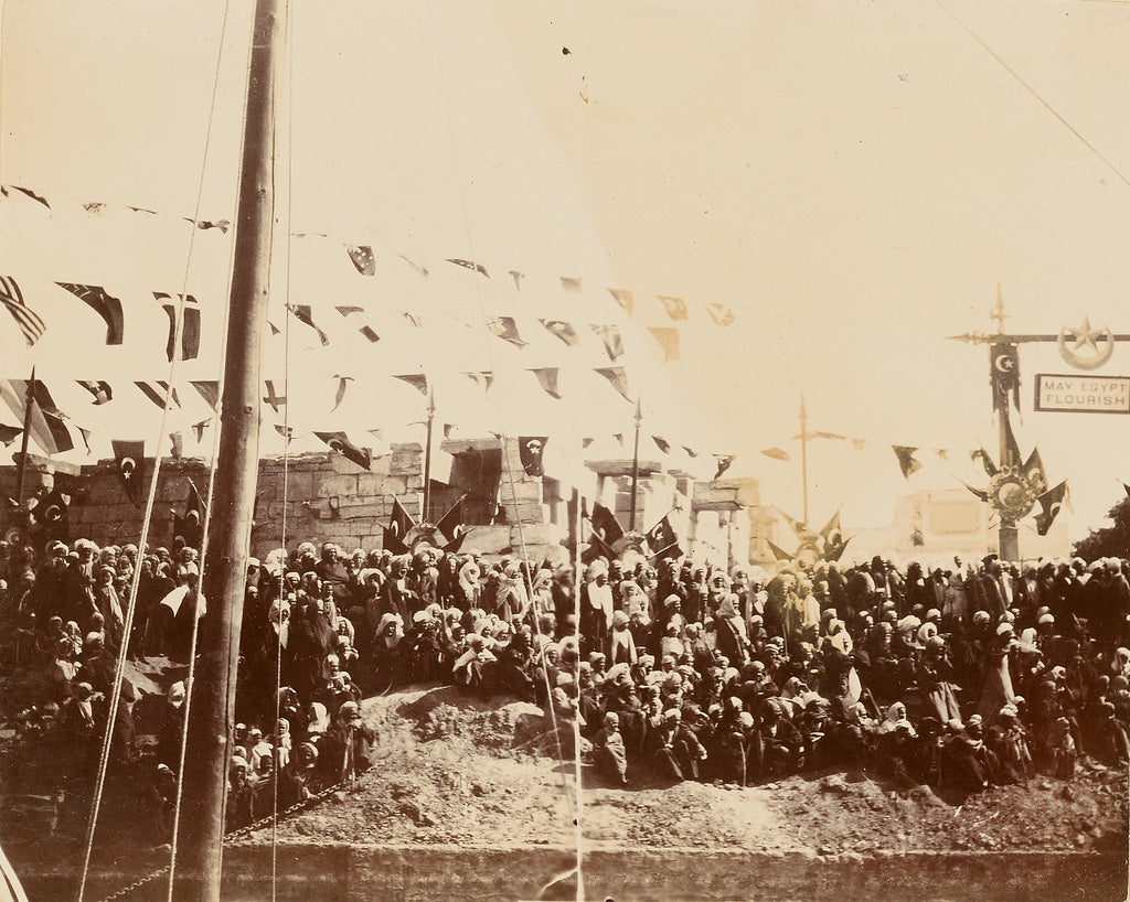 Unknown:[Crowd under multi-national flags], Poster Print Wall Art