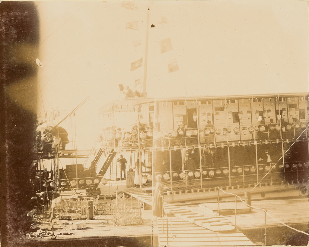 Unknown:[Barge lined with lanterns], Poster Print Wall Art