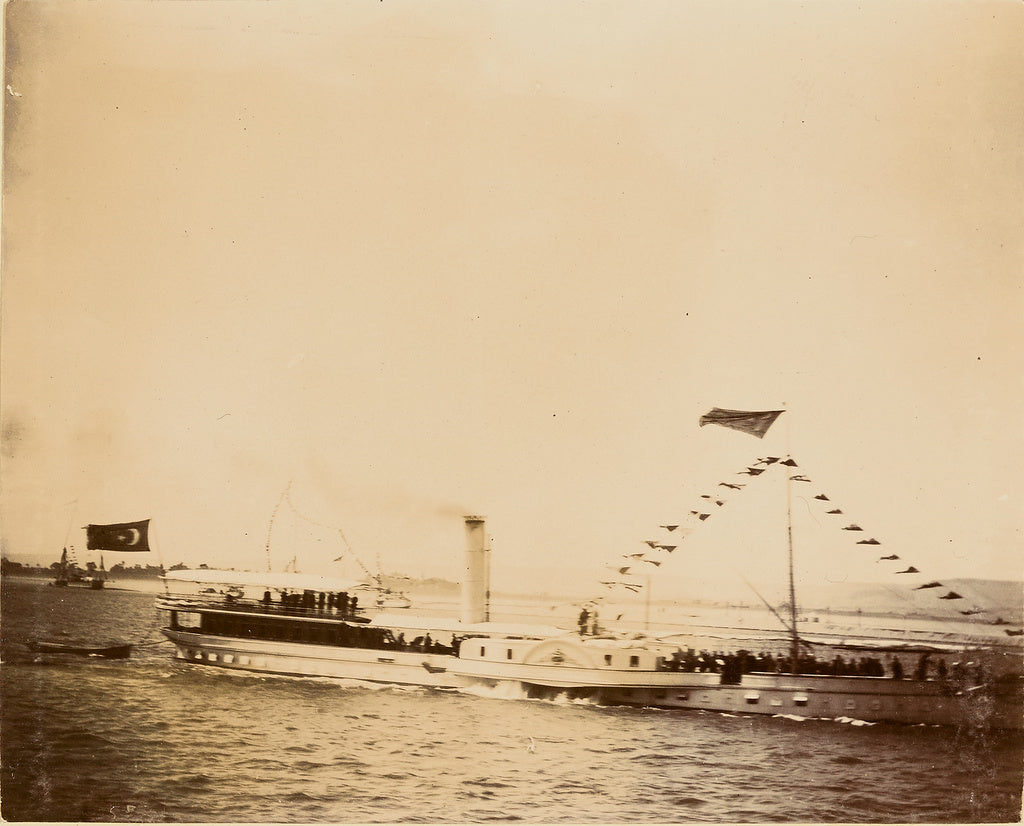 Unknown:[Boat adorned with flags], Poster Print Wall Art