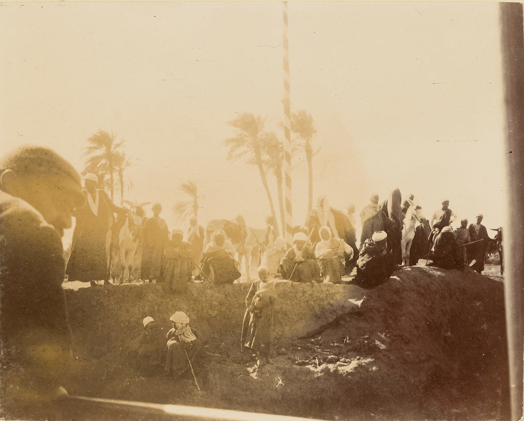 Unknown:[Group of people at edge of pit], Poster Print Wall Art