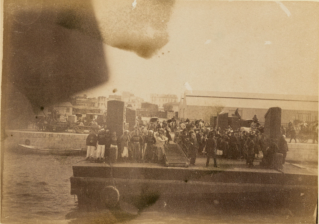 Unknown:[Group of people on barge], Poster Print Wall Art