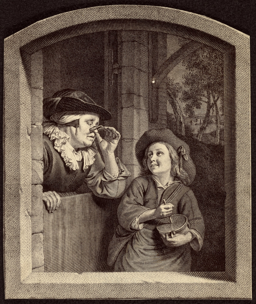 Unknown maker, British:[Engraving of old woman and boy], Poster Print Wall Art