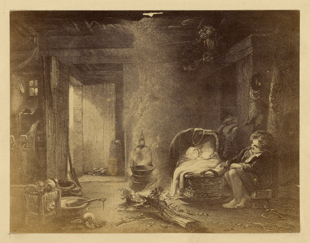 Unknown:[Engraving after "Interior of a Cottage in the Hebri, Poster Print Wall Art